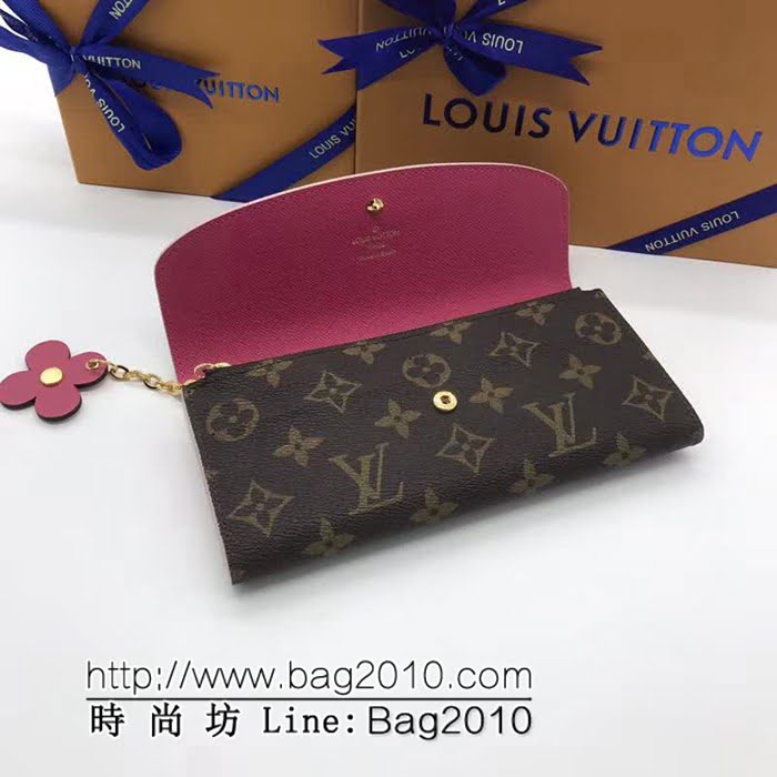 路易威登LV頂級原單 M64202玫紅色 經典Emilie錢夾 時尚而實用 ZY1029